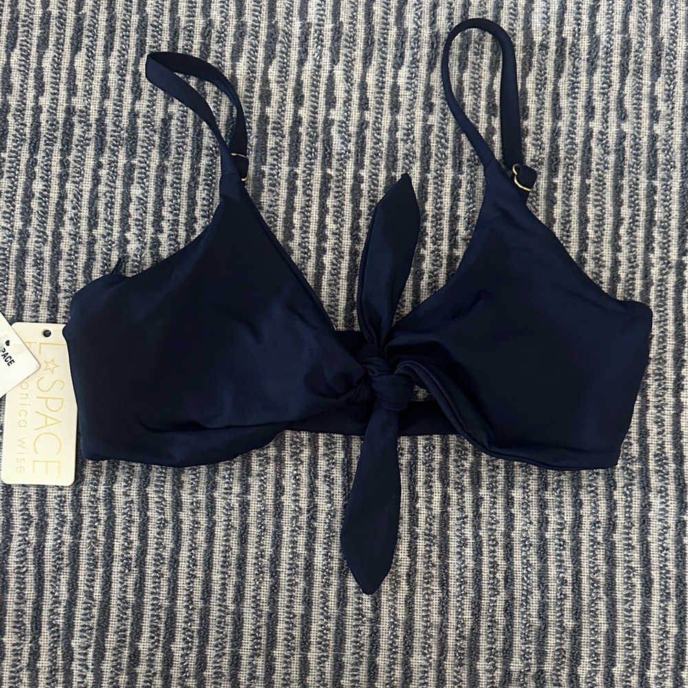 L*Space Navy Bikini Top with Knot Accent